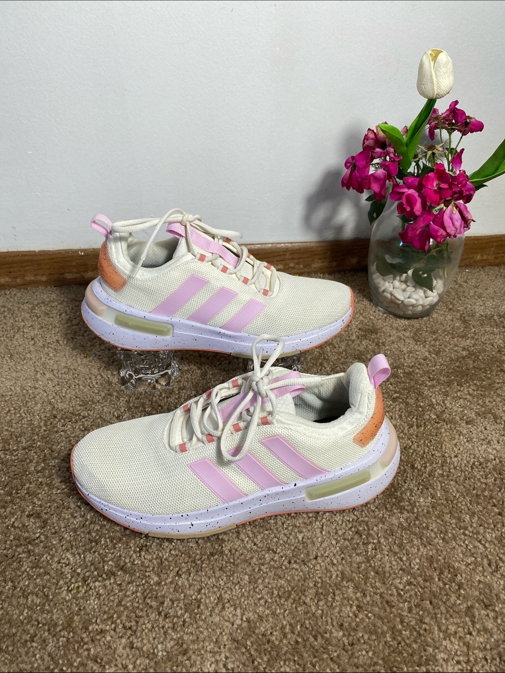 ADIDAS WOMEN'S RACER TR23 SHOES SNEAKER OFF WHITE ORCHID BEIGE SIZE 10 - Picture 5 of 11